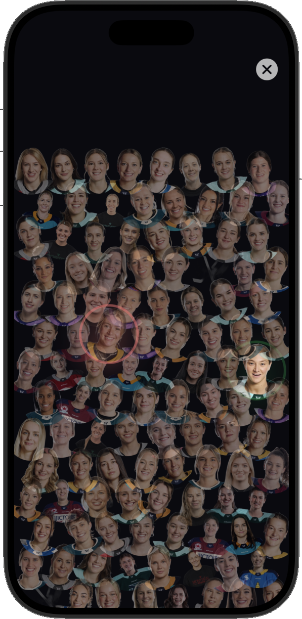 Find-A-Frankel gameplay with the target player's face highlighted once found