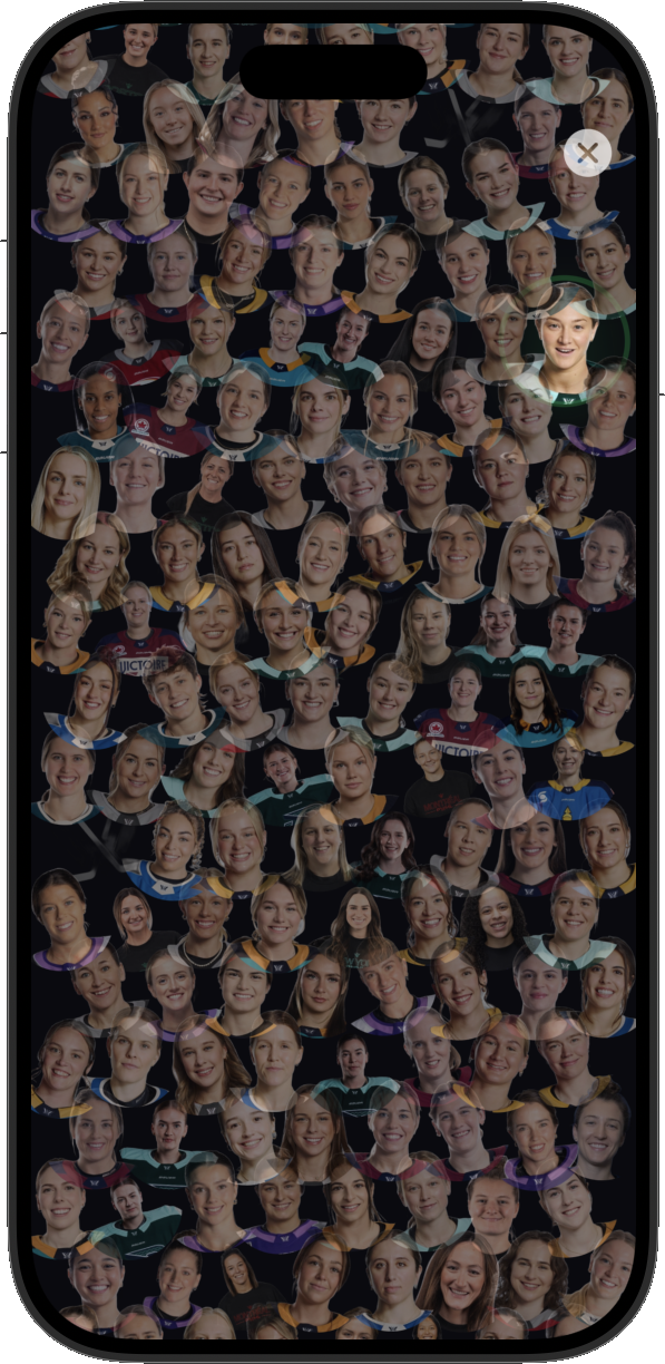 A dense grid of league player faces to search through during a Find-A-Frankel round