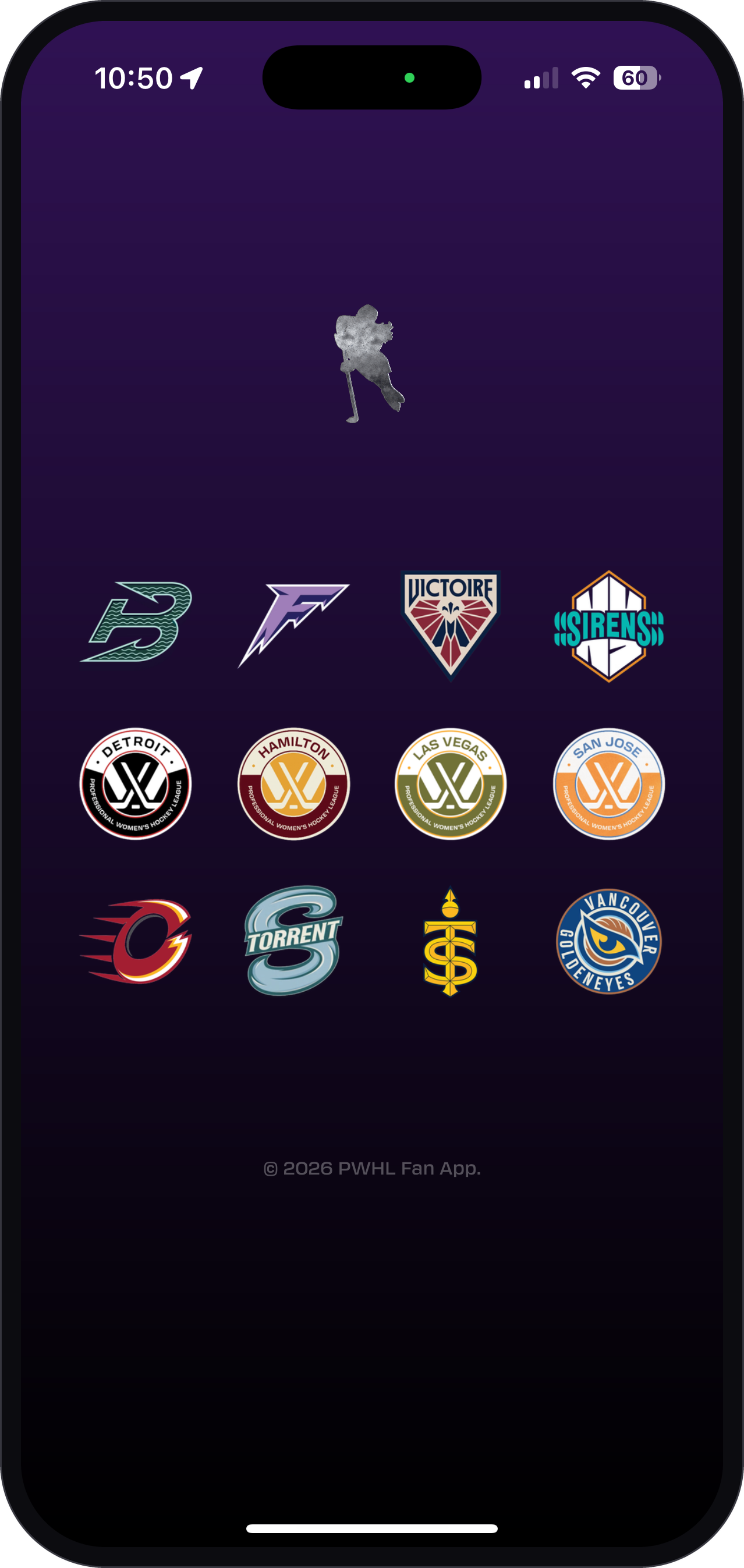 PWHL Fan App launch screen